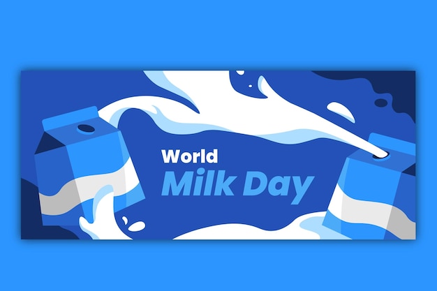 Flat world milk day banner