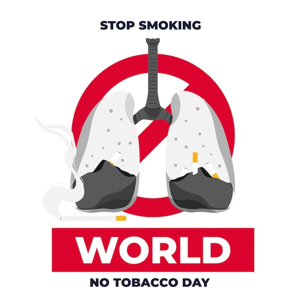 Vector flat world no tobacco day illustration