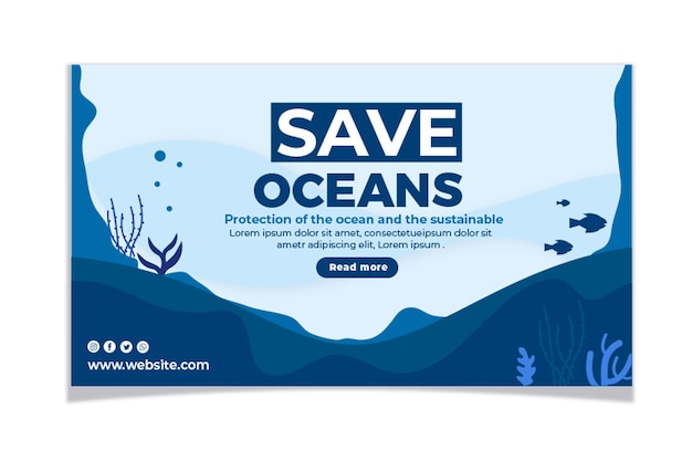 Vector flat world oceans day banner set