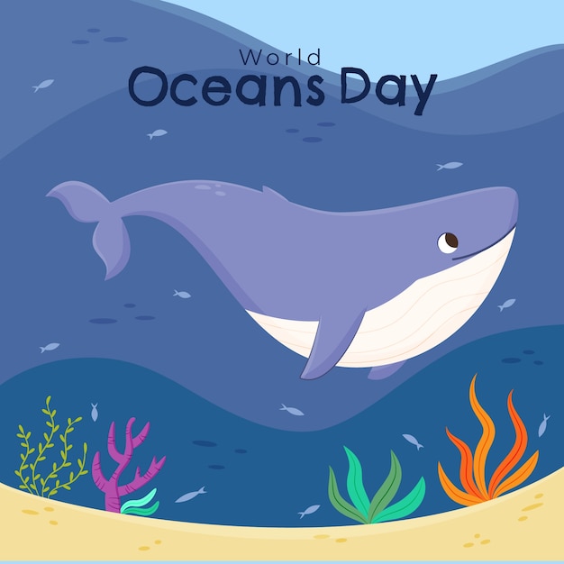 Vector flat world oceans day illustration