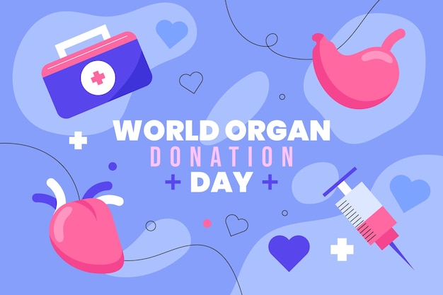 Flat world organ donation day illustration