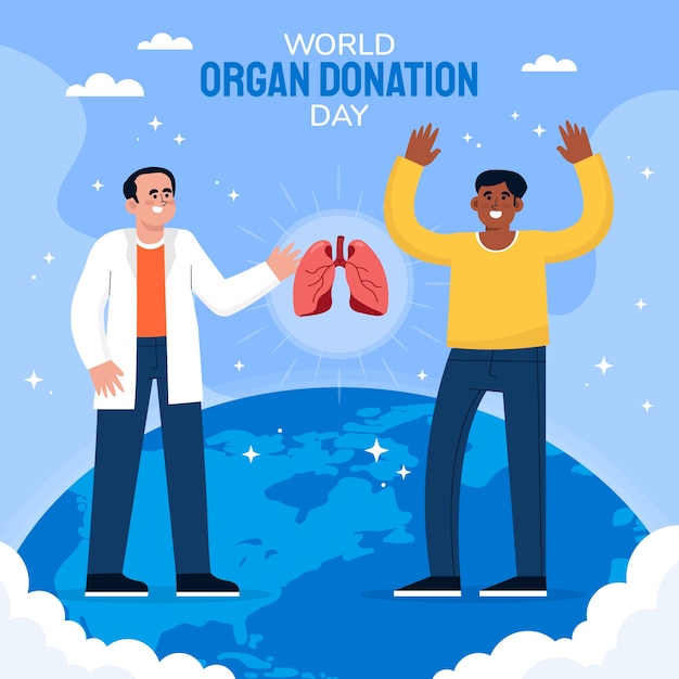 Illustrazione della giornata mondiale della donazione di organi piatta