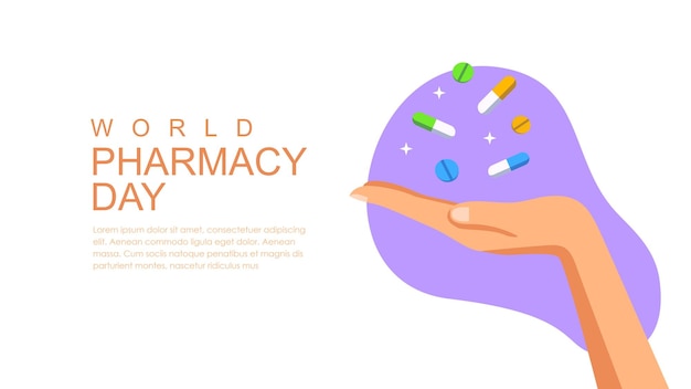 flat world pharmacy day banner template vector