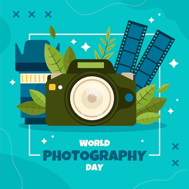 Flat world photography day illustration