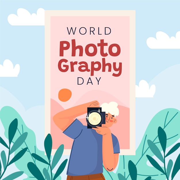 Vector flat world photography day illustration