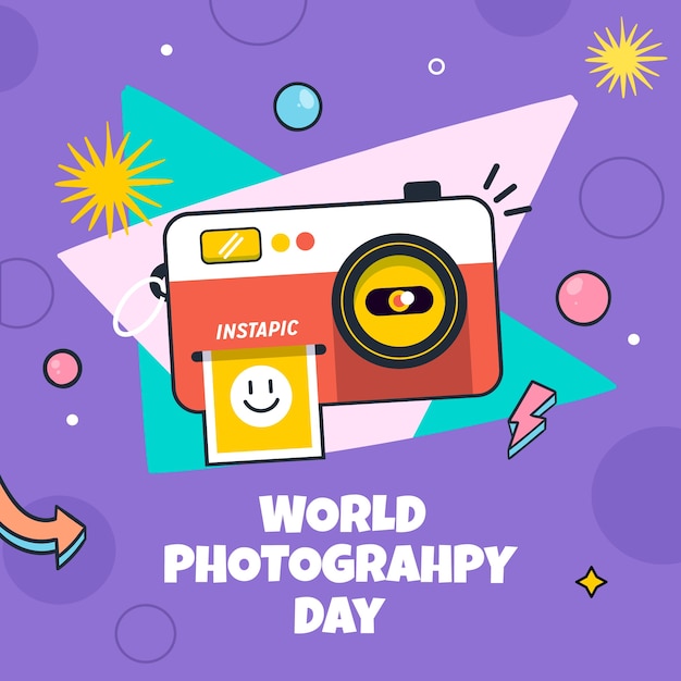 Flat world photography day illustration