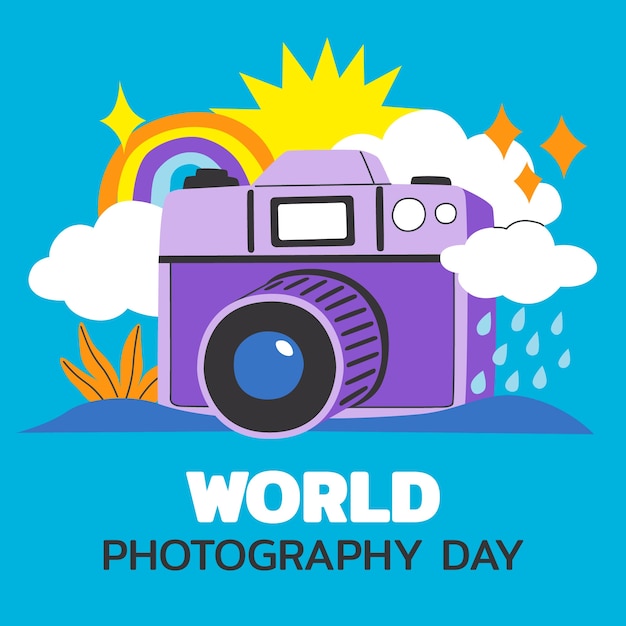 Vector flat world photography day illustration