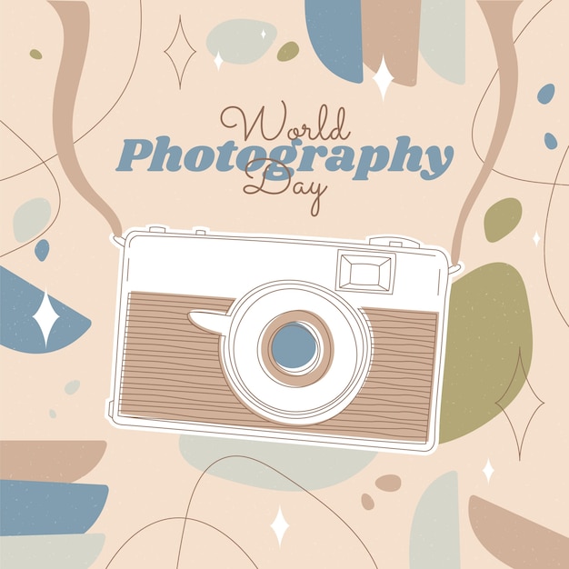 Vector flat world photography day illustration