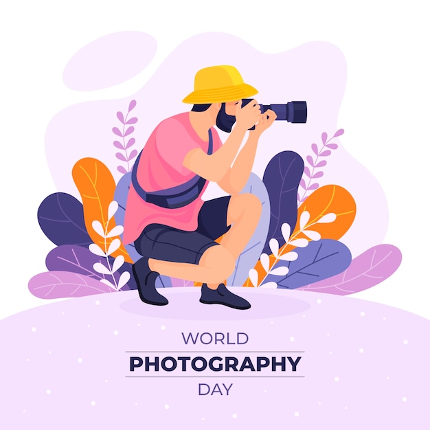 Flat world photography day illustration