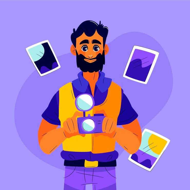 Vector flat world photography day illustration