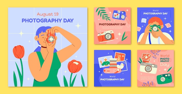 Flat world photography day instagram posts collection