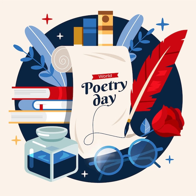 Vector flat world poetry day illustration