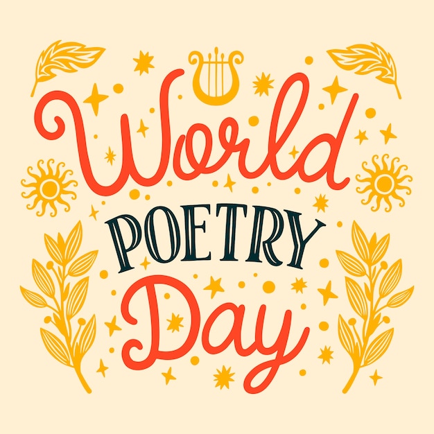 Flat world poetry day lettering