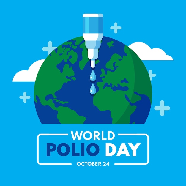 Flat world polio day illustration