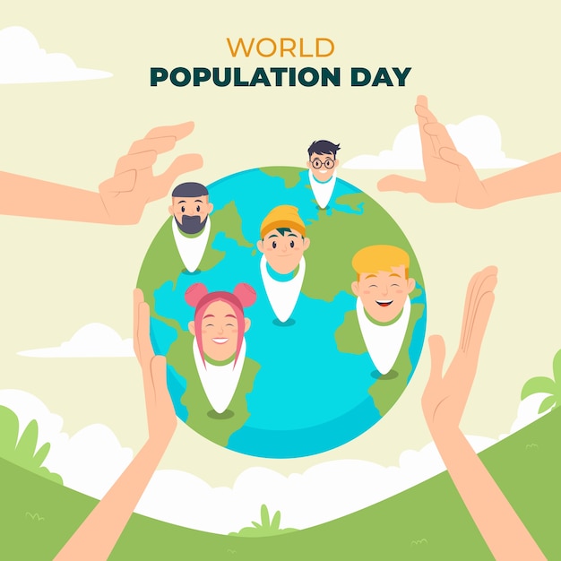 Vector flat world population day illustration