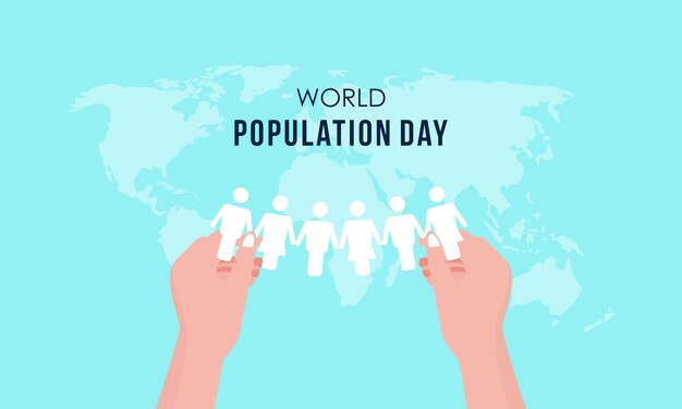 flat world population day illustration