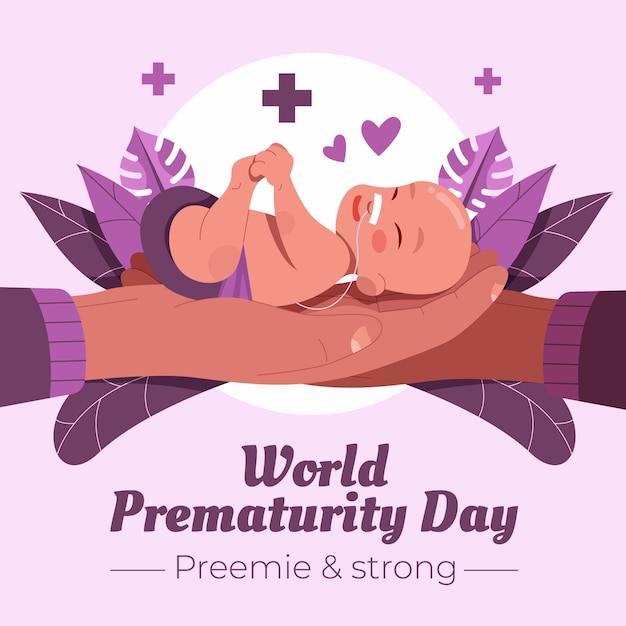 Flat world prematurity day illustration