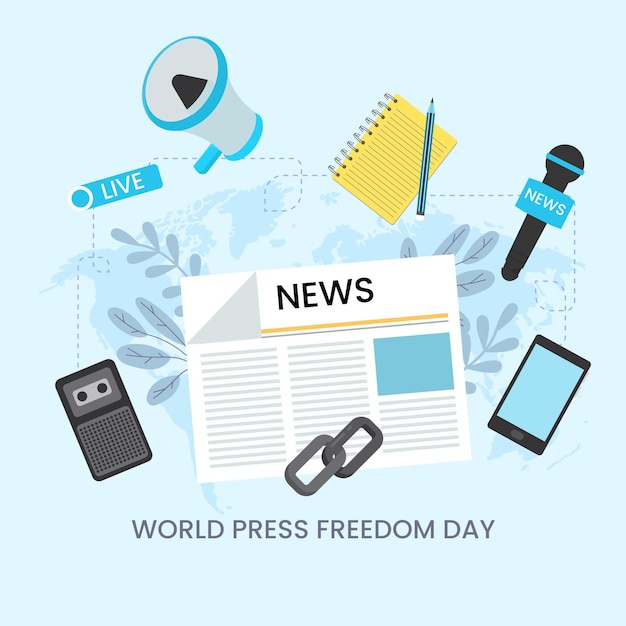 Vector flat world press freedom day illustration