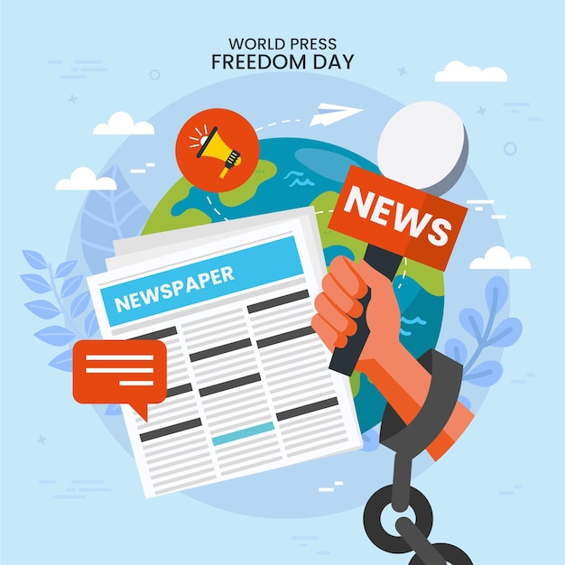 Vector flat world press freedom day illustration