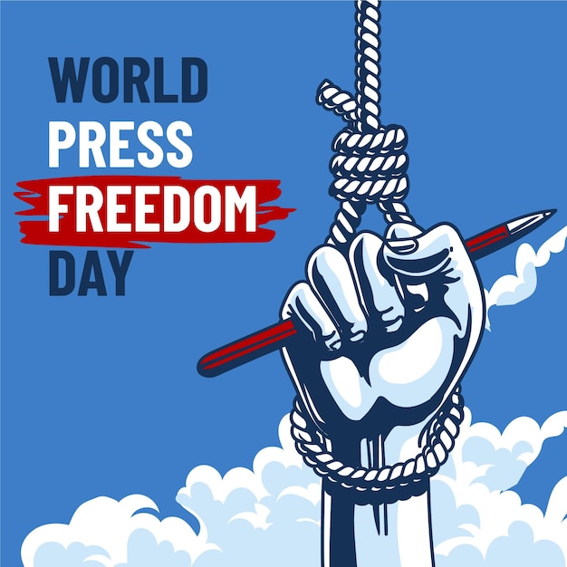 Flat world press freedom day illustration