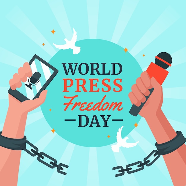 Flat world press freedom day illustration