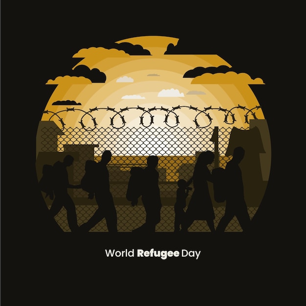 Vector flat world refugee day illustration