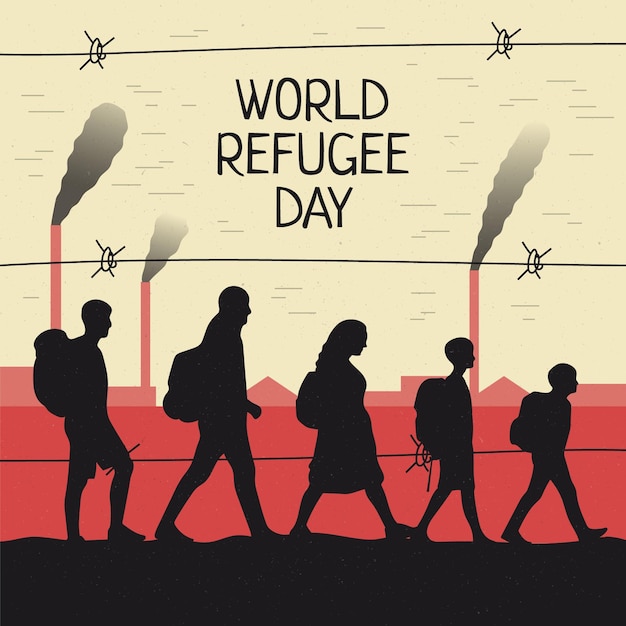 Vettore illustrazione di giornata mondiale del rifugiato piatto