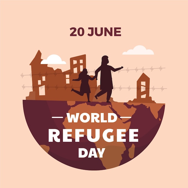 Vector flat world refugee day illustration
