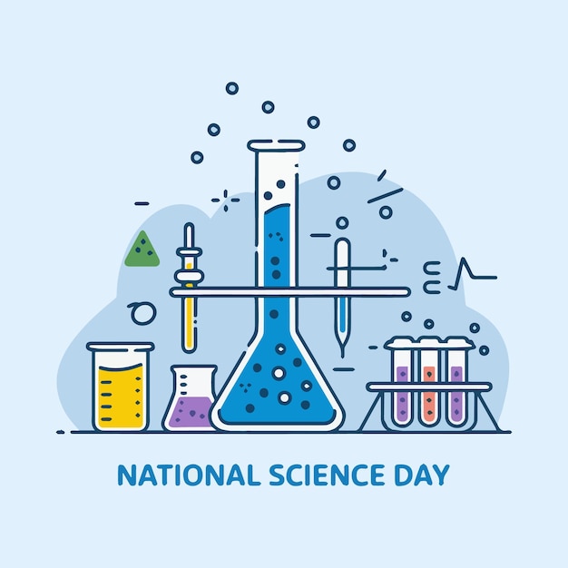 flat world science day illustration