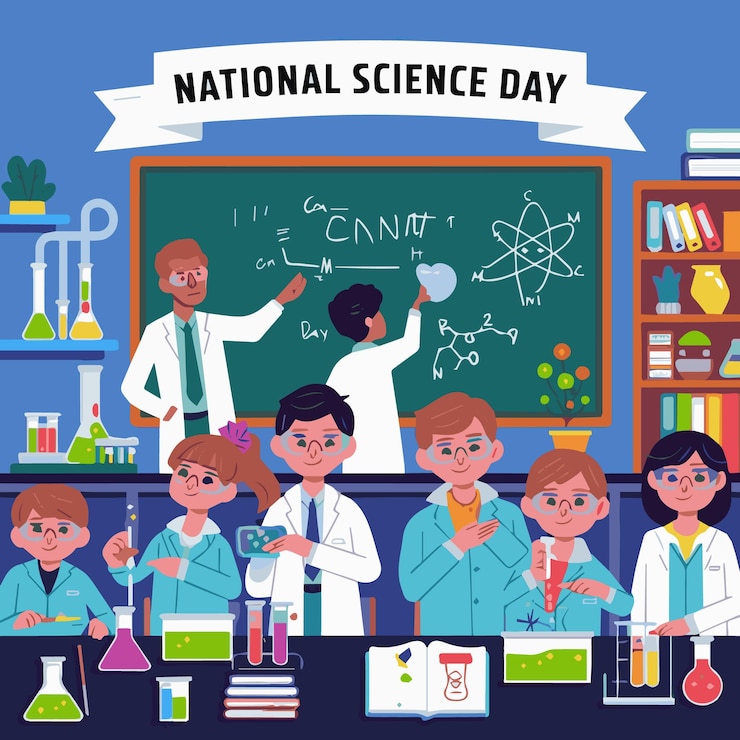 Vector flat world science day illustration