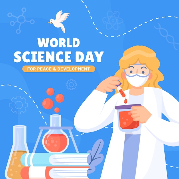 Vector flat world science day illustration