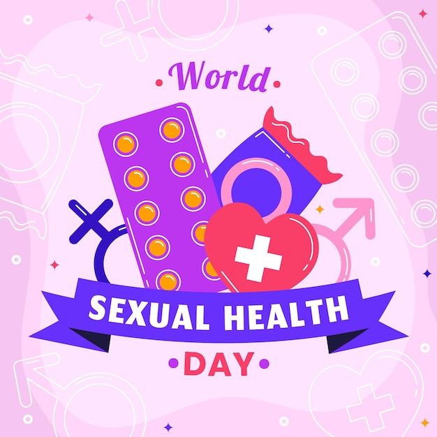 Flat world sexual health day illustration