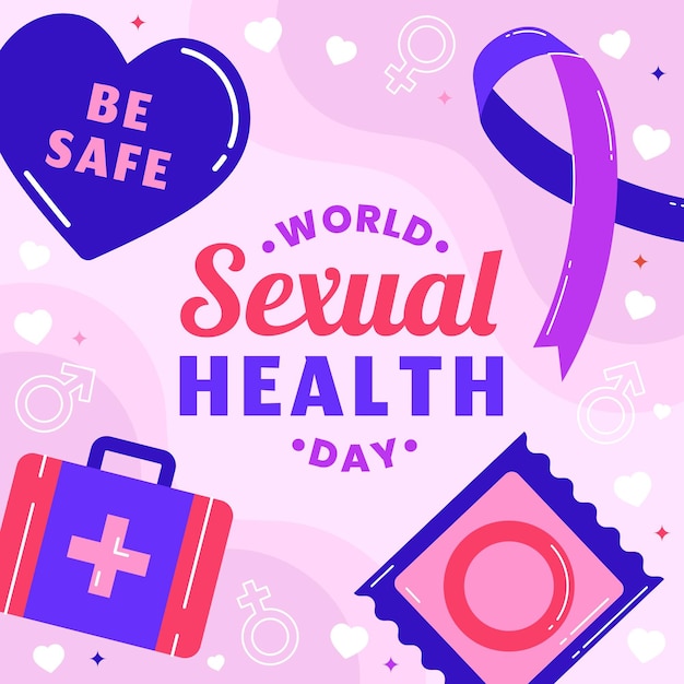 Flat world sexual health day illustration