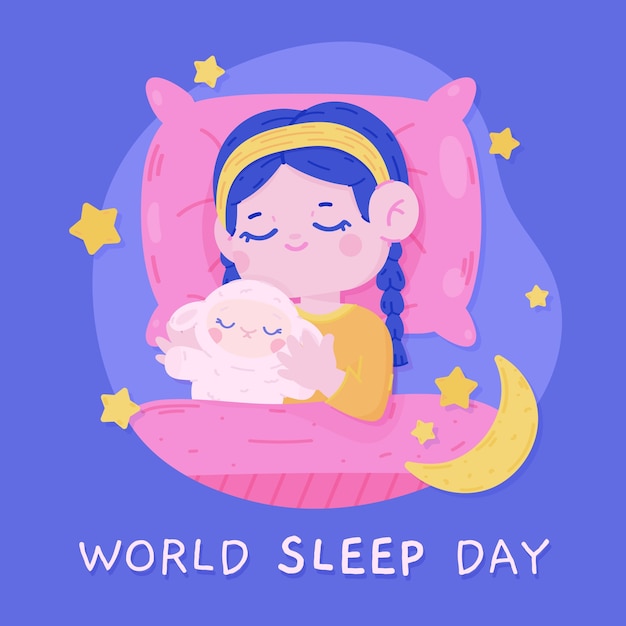 Vector flat world sleep day illustration