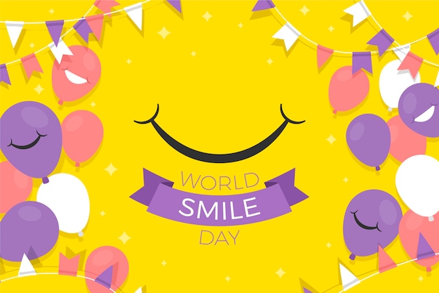 Flat world smile day illustration