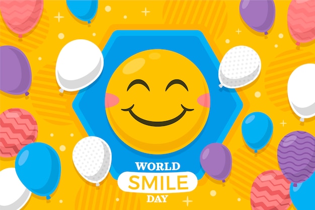 Flat world smile day illustration