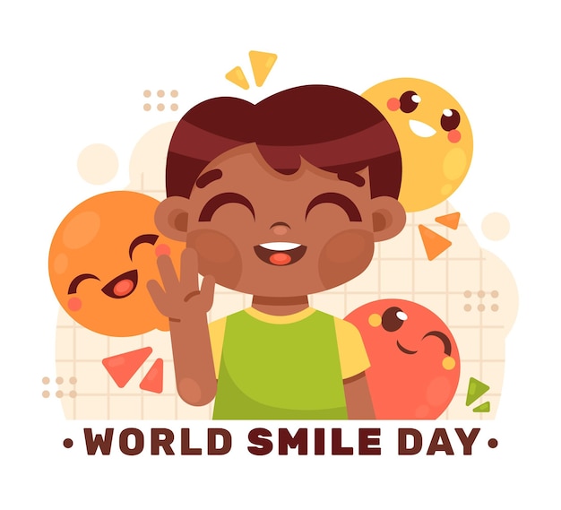 Flat world smile day illustration