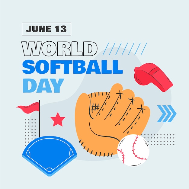 Vector flat world softball day illustration