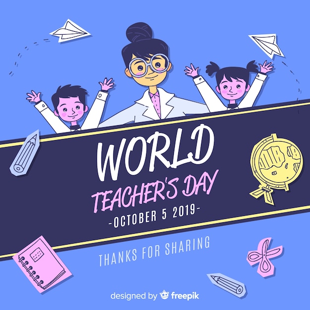 Flat world teacher's day background