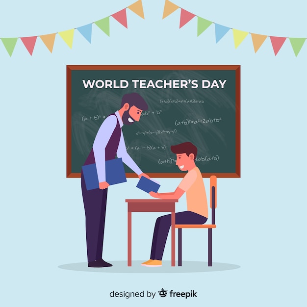 Flat world teacher's day background