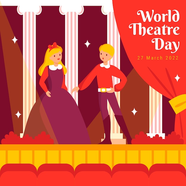 Vector flat world theatre day illustration