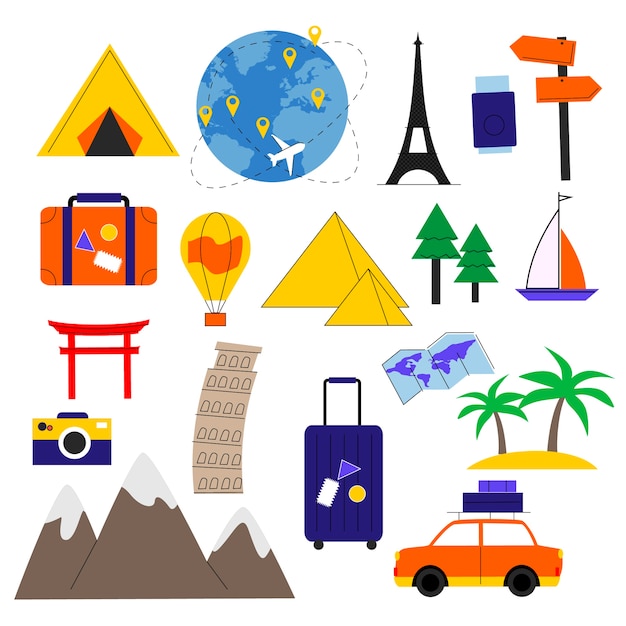 Vector flat world tourism day elements collection