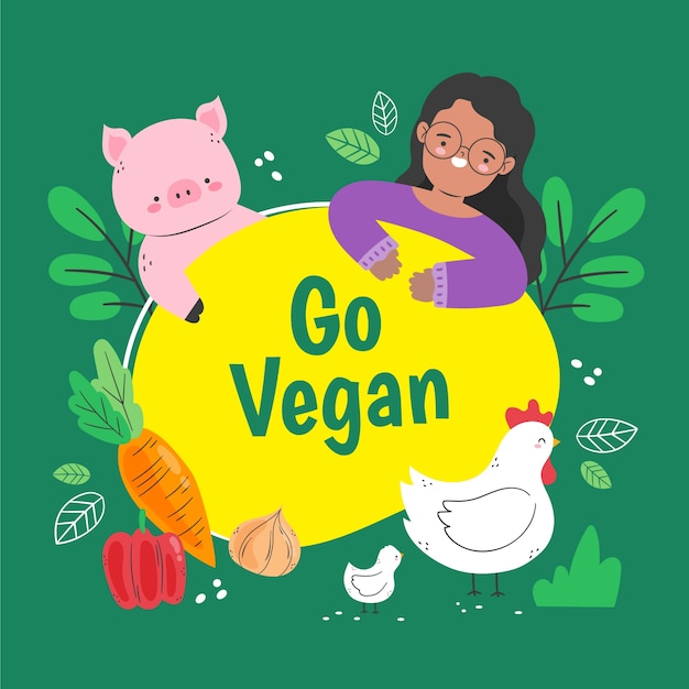 Flat world vegan day illustration