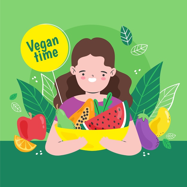 Flat world vegan day illustration