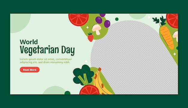 Flat world vegetarian day banner