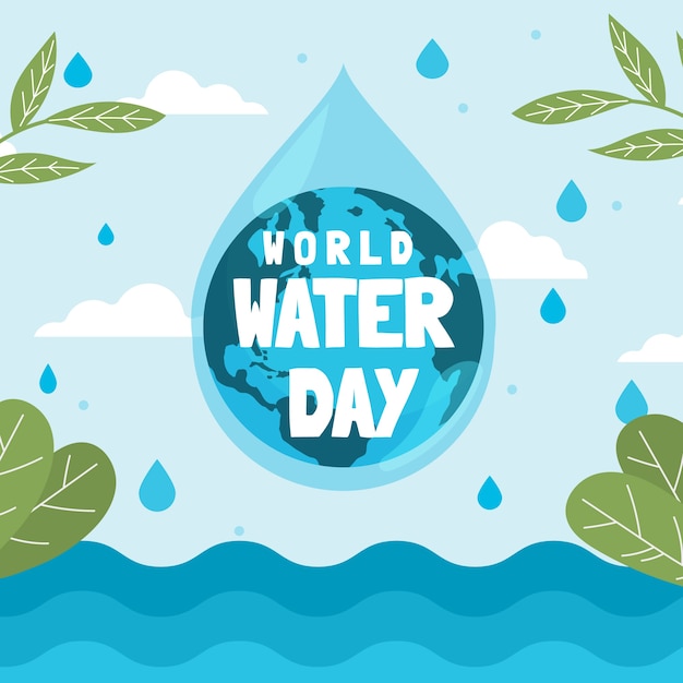 Flat world water day illustration