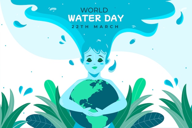 Flat world water day illustration