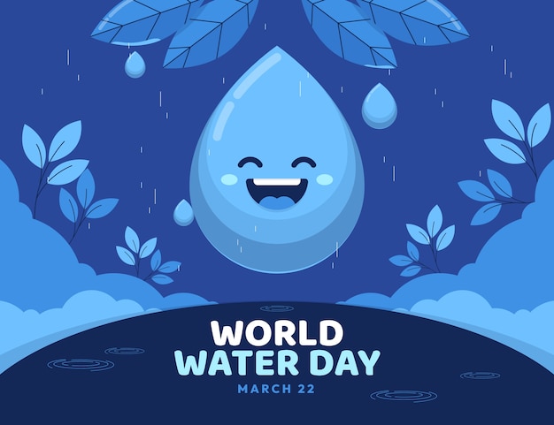 Flat world water day illustration