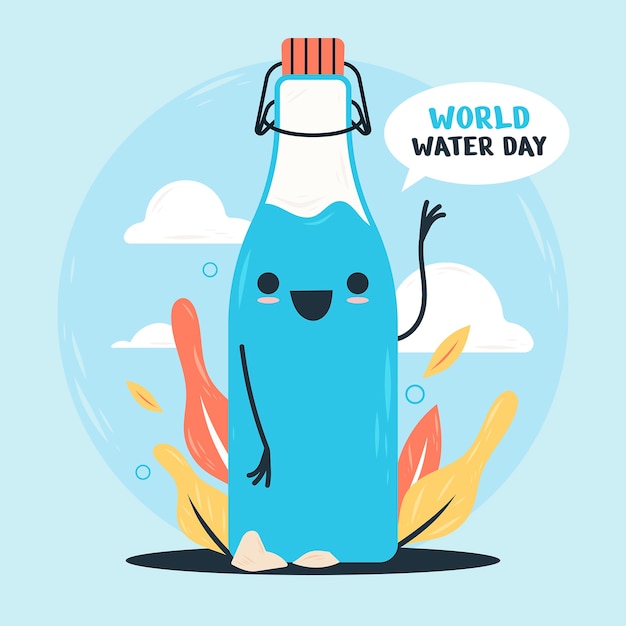 Vettore illustrazione della giornata mondiale dell'acqua piatta