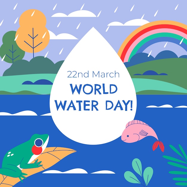 Flat world water day illustration